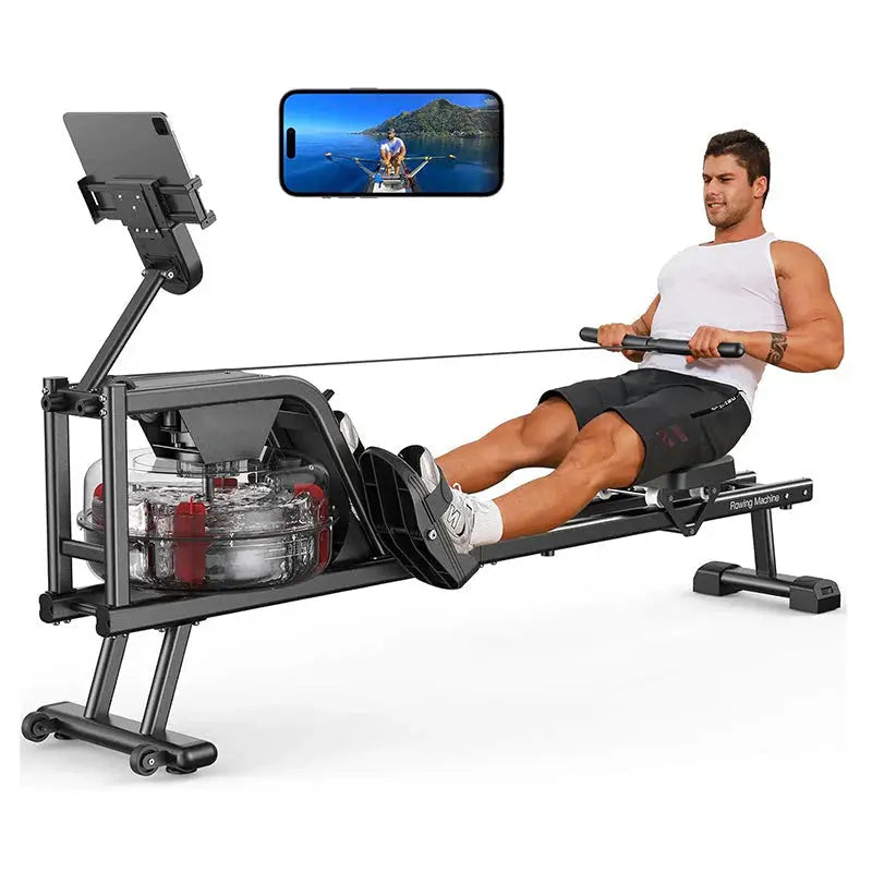 Foldable Magnetic/Water Hybrid Rowing Machine – Bluetooth-Enabled, 350lb Capacity, Tablet Holder & Ergonomic Seat