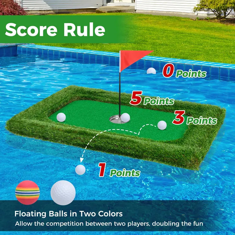 Large Rectangular Floating Golf Mat – Pool Chipping Green with Hitting Area, No Balls Included (37.5″ x 25.5″)