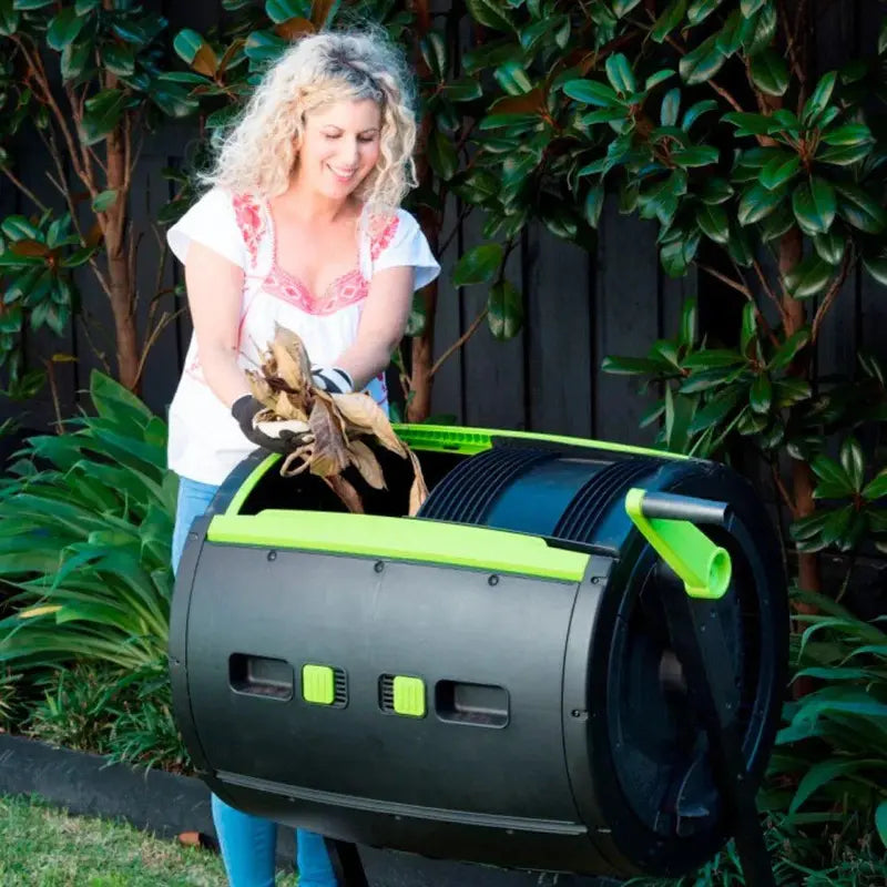 Maze 65-Gallon Dual-Chamber Compost Tumbler with Integrated Cart System
