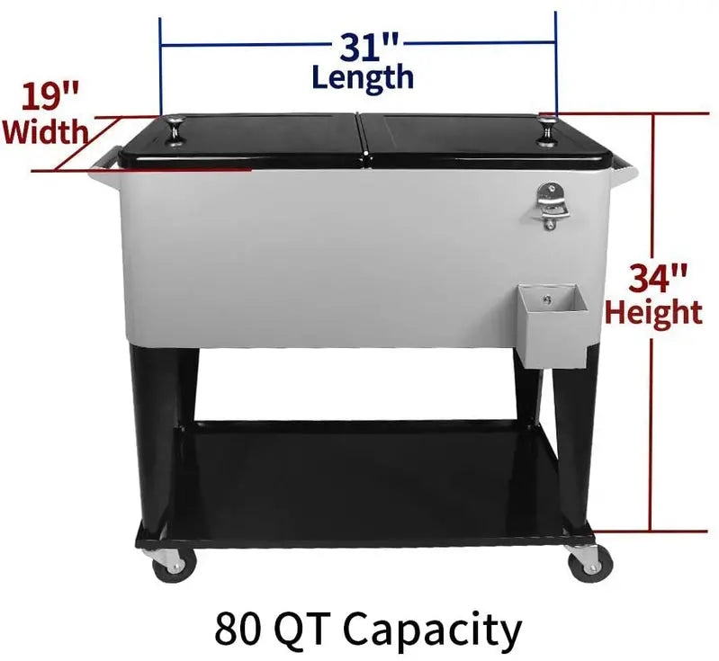Mobile 80-Quart Party Cooler Cart – Stylish, Wheeled Beverage Bar for Entertaining