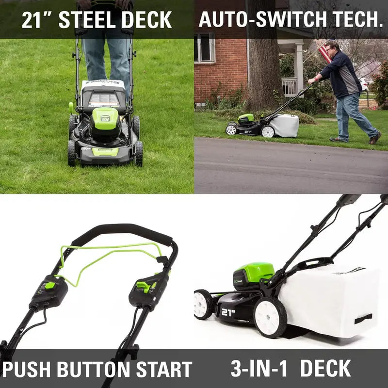 Greenworks 80V Cordless 21″ Self-Propelled Brushless Lawn Mower