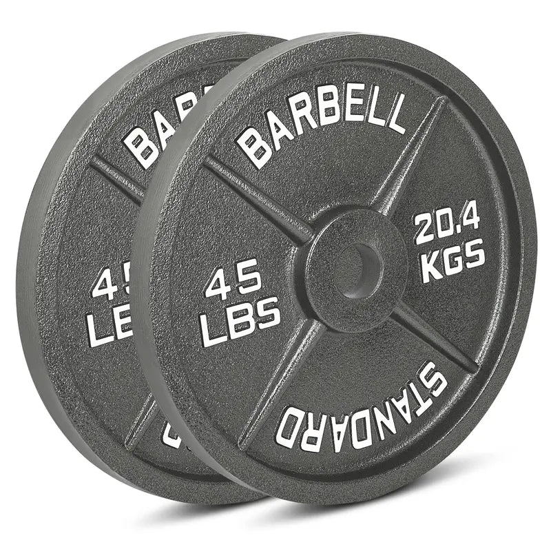 Iron Crush 45LB Olympic Weight Plates – Cast Iron, Hammertone Finish, Easy Grip, 2 Pack