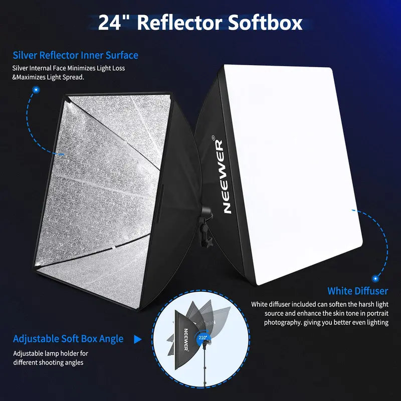 NEEWER Professional Photography Lighting Kit – Includes Softbox Lights, Light Stands, and Collapsible Backdrops