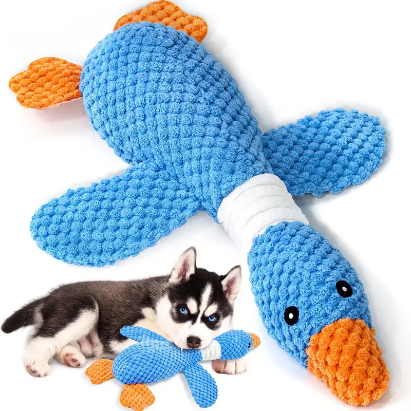 Goose Pineapple Plaid Plush Dog Toy for Small Dogs – Durable & Soft with Squeaker