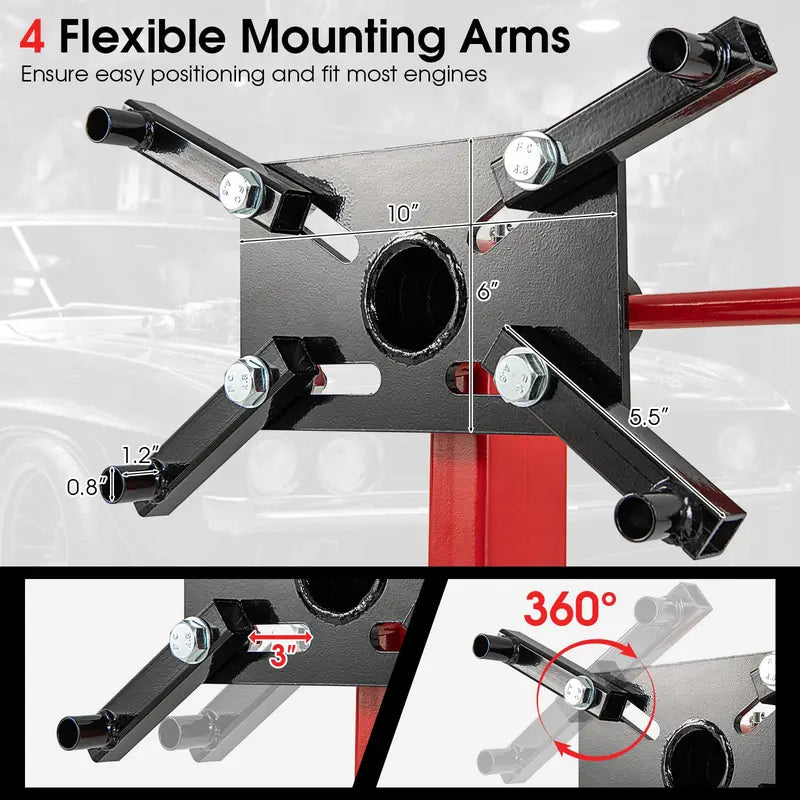 Heavy-Duty Engine Stand – 1500 lb Capacity Motor Support with Four Swivel Casters