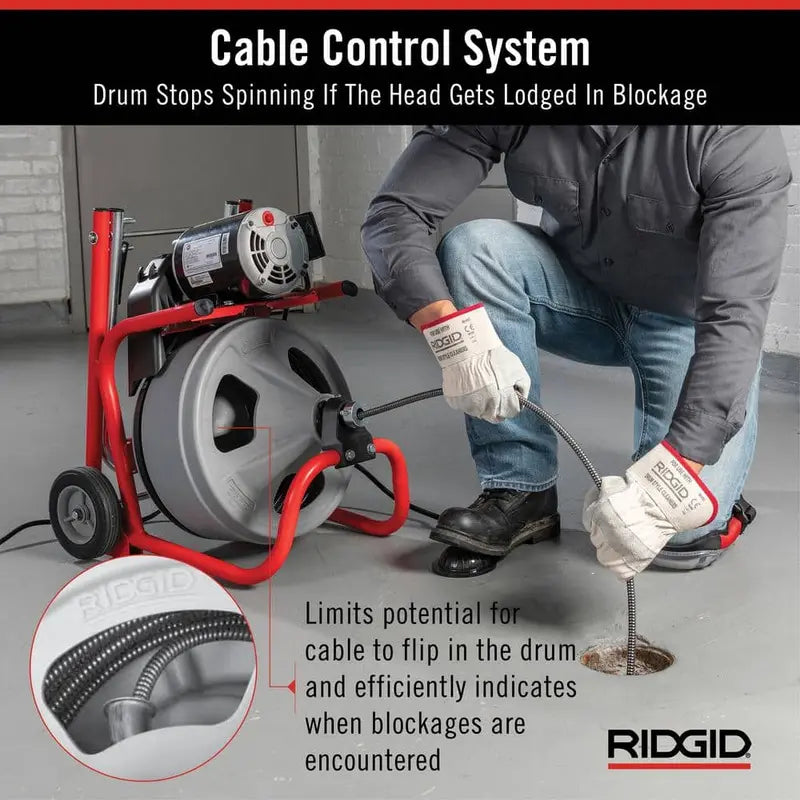 K-400 Drain Auger – 120V Electric Snake with 75-Foot Cable, C-32IW Drum Machine & 4-Piece Tool Kit