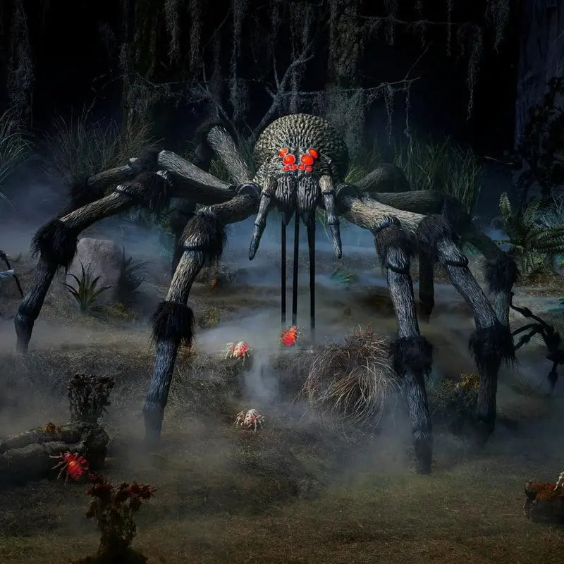 Giant-Sized Realistic Spider Decoration – Posable Legs & Glowing Eyes
