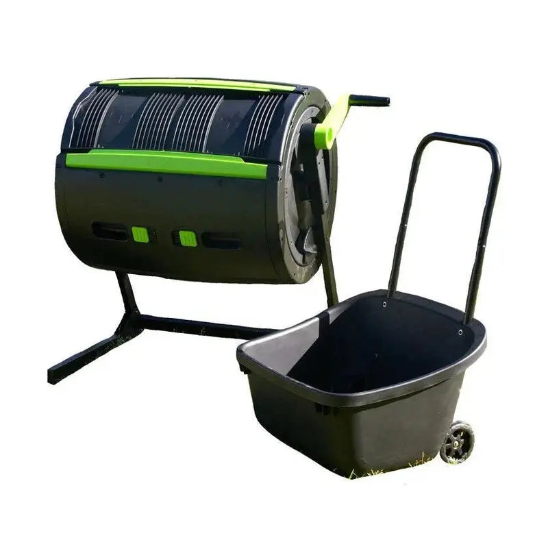 Maze 65-Gallon Dual-Chamber Compost Tumbler with Integrated Cart System