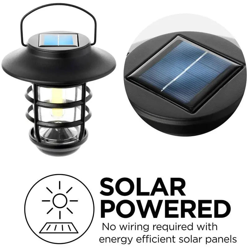 Home Zone Security Solar-Powered Outdoor Wall Lantern – Decorative Glass Design, No Wiring Required