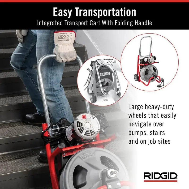 K-400 Drain Auger – 120V Electric Snake with 75-Foot Cable, C-32IW Drum Machine & 4-Piece Tool Kit