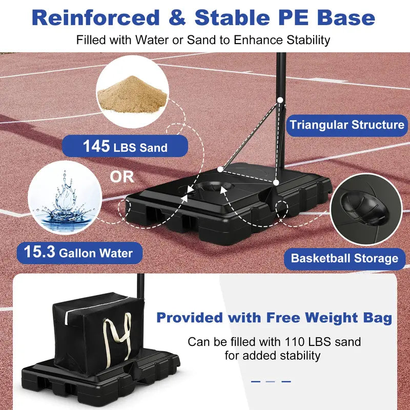 Height-Adjustable Portable Basketball Hoop – 5-Tier Outdoor Goal System (8–10 ft Range)