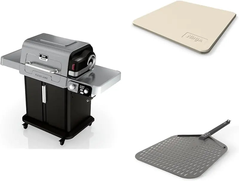 Ninja PG301 FlexFlame Grill & Smoker – 5-in-1 Electric/Propane BBQ System with Digital Controls, Griddle, Pizza Maker & Stainless Finish
