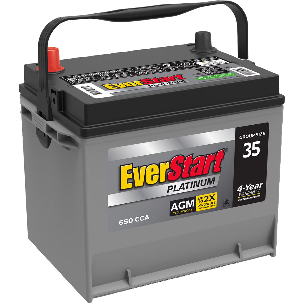 Everstart Platinum BOXED AGM Automotive Battery, Group Size 35 12 Volt, 650 CCA 100RC