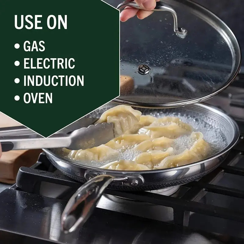 HexClad Hybrid Cookware Set – 6-Piece Stainless Steel Nonstick Pans