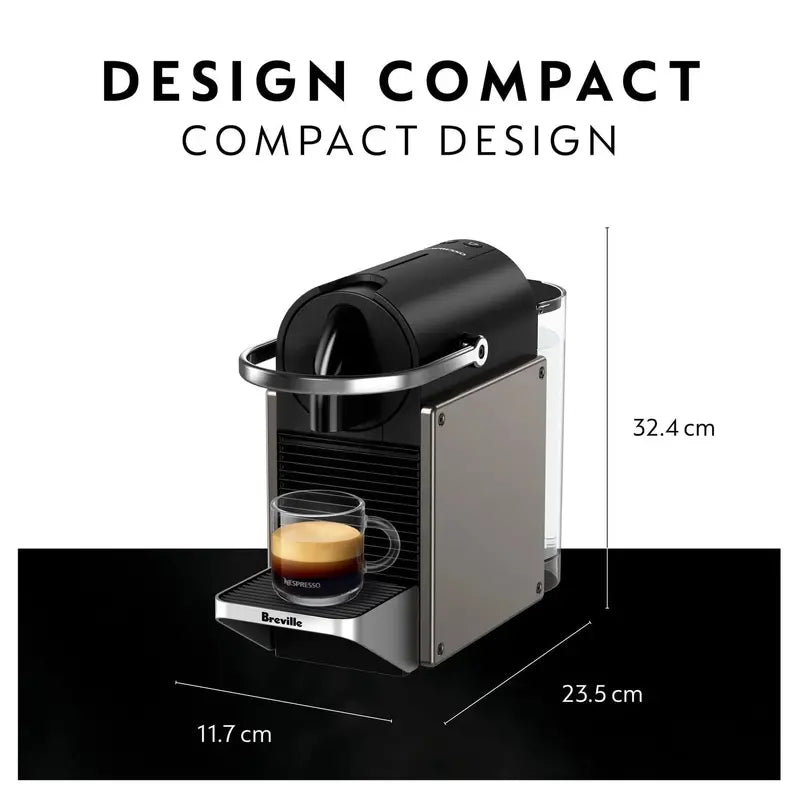 Nespresso Pixie Titan by Breville – Compact Espresso Machine with 19-Bar Pressure, Titanium Finish, BEC440TTN Model