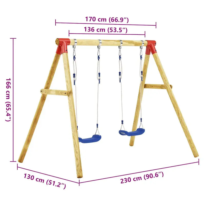 Kids' Wooden Swing Set – Backyard Play Structure with Swings, Slide, and Climbing Features