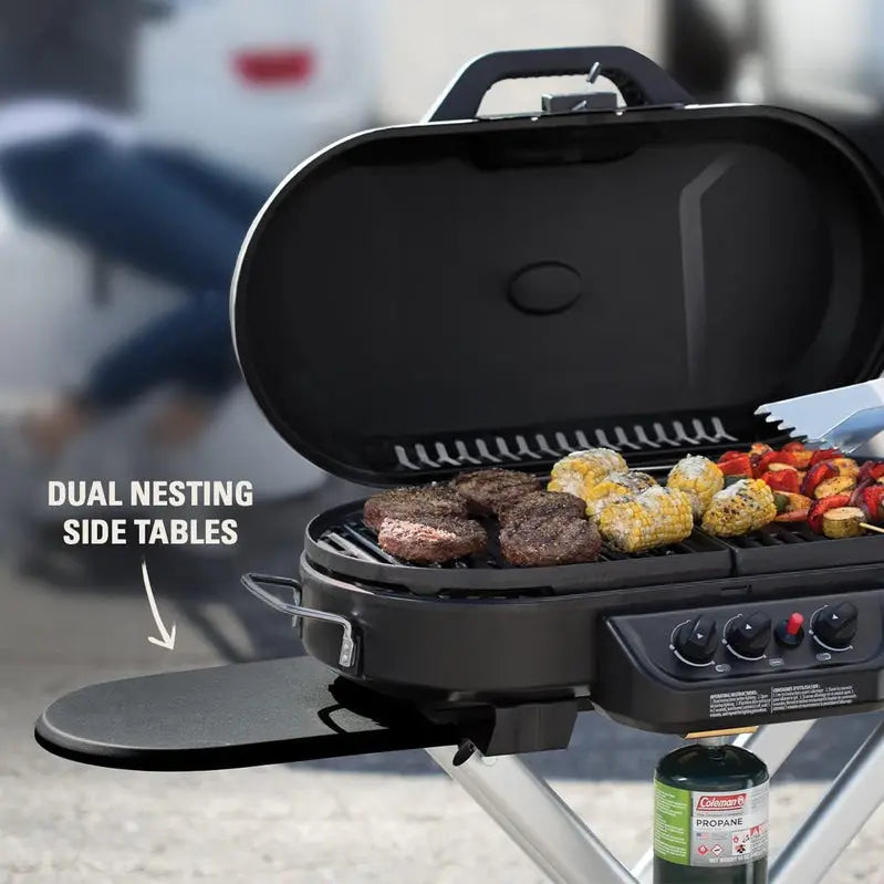 RoadTrip Portable Propane Grill  3-Burner Stand-Up Grill with InstaStart Ignition
