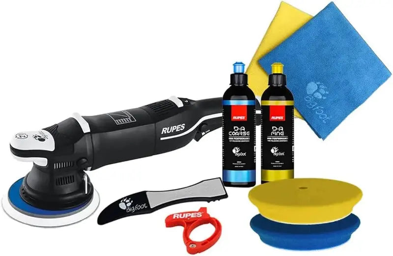 Variable-Speed Orbital Buffer Polisher for Auto Detailing – Dual-Action Car Cleaning Tool with Foam & Brush Attachments