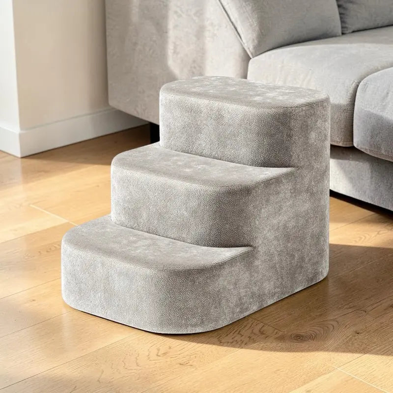 Skvonm Orthopedic 3-Step Foam Pet Stair System with Curved Design