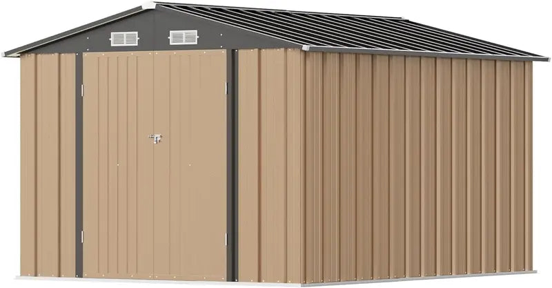Greesum 6x4ft Lockable Patio Storage Shed – Galvanized Steel Garden Utility Shed