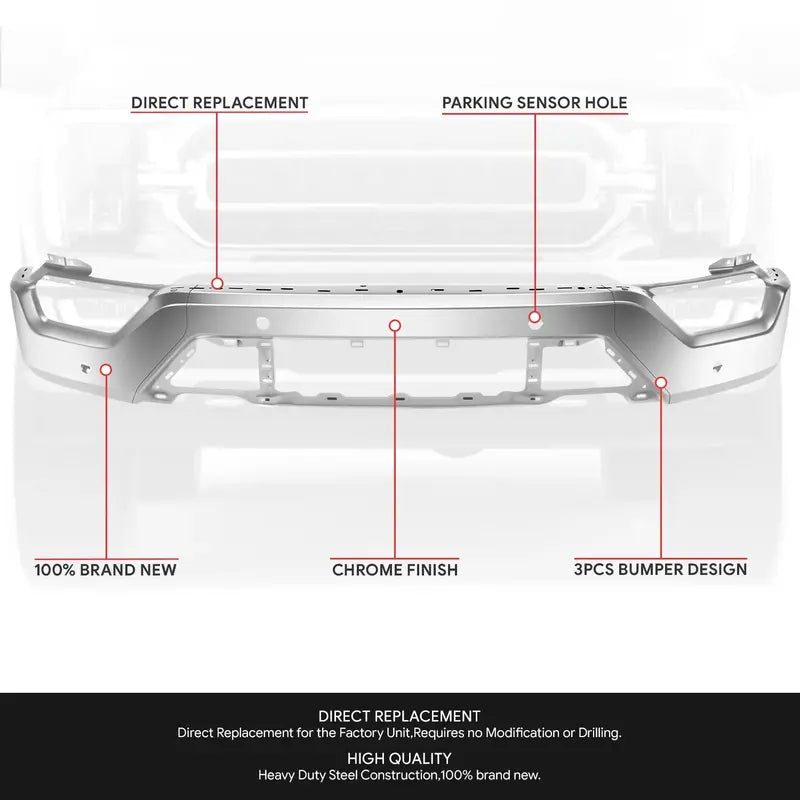 Modular Front Bumper for 2021–2023 Ford F-150 – Includes Parking Distance Sensor Holes