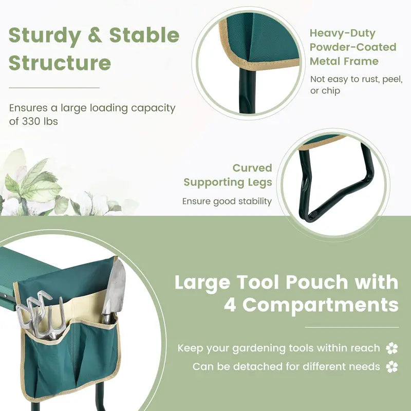 Heavy-Duty Folding Kneeler Bench – Gardening Pad with Cushioned Support