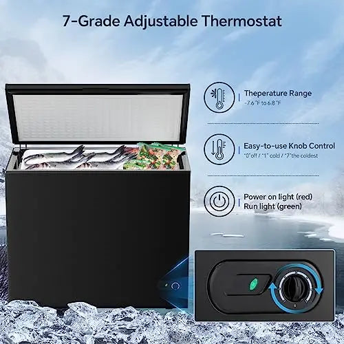 Kismile 7.0 Cubic Feet Chest Freezer with Removable Basket Free Standing