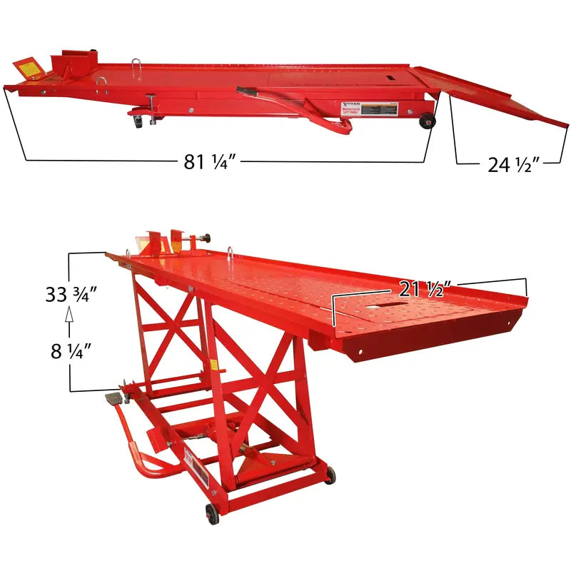 Hydraulic Motorcycle Lift Table – 1000 lb Capacity, Extra-Long Platform, Heavy-Duty Steel Frame