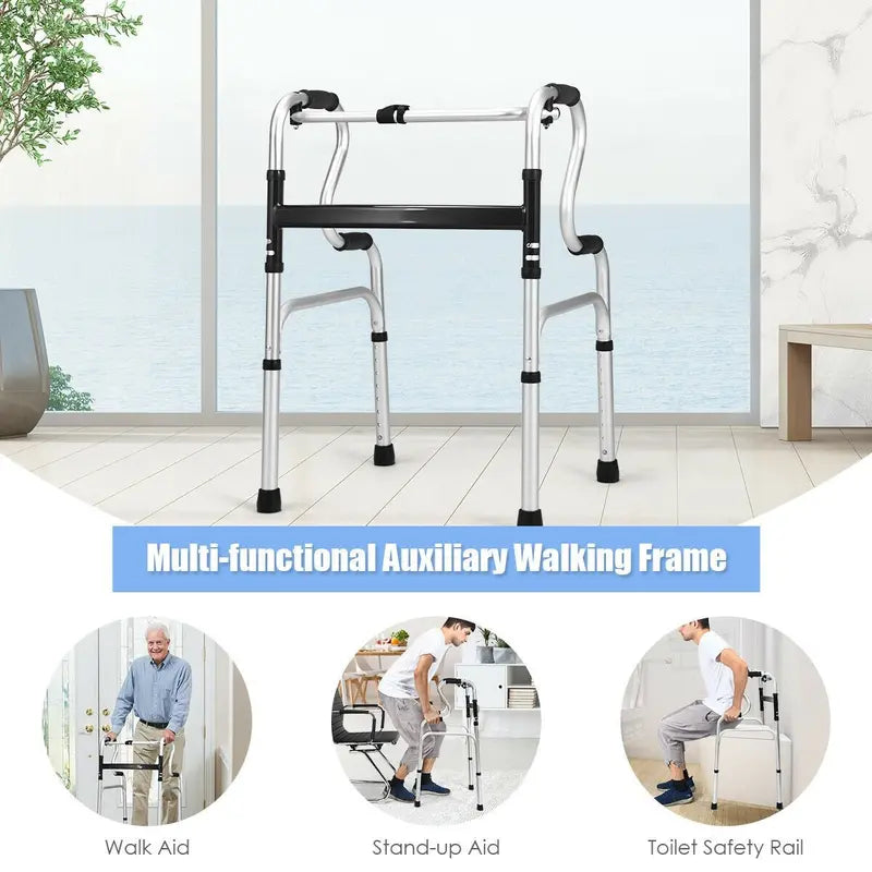 Heavy-Duty Folding Walker – FDA-Certified Support Frame with Toilet Armrests (400 LB Capacity)