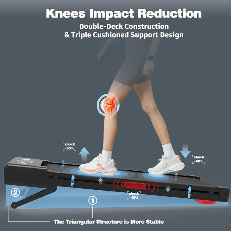Smart Walking Pad Treadmill – 12% Auto-Incline, 450 lb Capacity, RGB LED Display & Bluetooth Speaker Integration