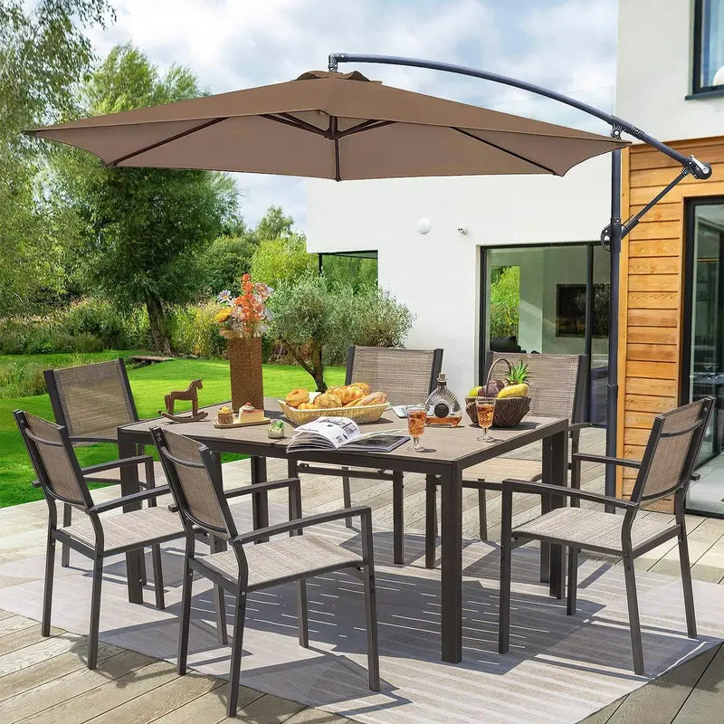 Homall 7-Piece Outdoor Dining Set — Light Grey Textilene Chairs and Durable Table