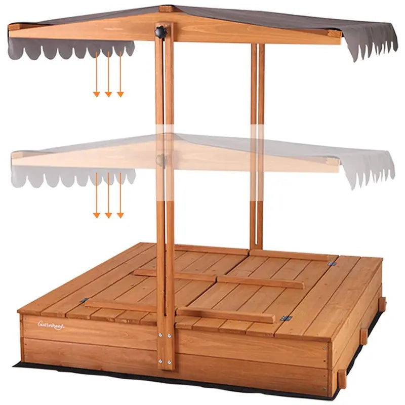 Morgete 47  Outdoor Sandbox for Kids with Lid and Bench