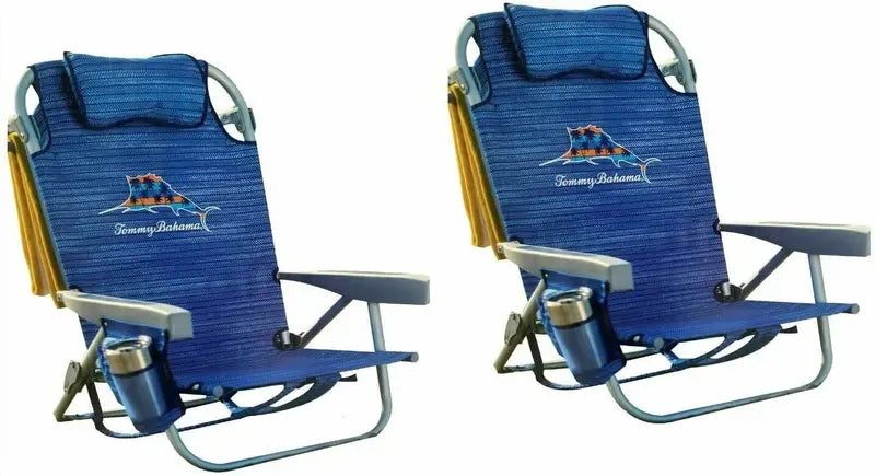 Tommy Bahama Backpack Beach Chairs (2-Pack)  Lightweight, Portable, and Adjustable Outdoor Seating in Blue