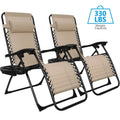 HomGarden Zero-Gravity Patio Chairs – 2-Pack Steel Frame Recliners in Neutral Beige