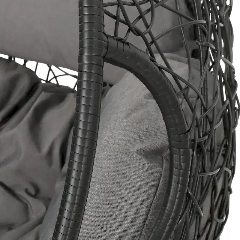 Weatherproof Wicker Hanging Basket Chair – Hammock-Style Seat with Cushions, 300 lb Capacity