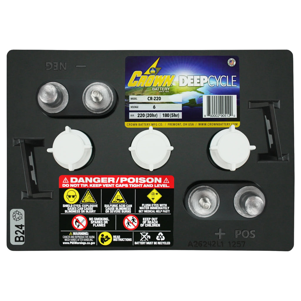 Crown Battery BCI Group GC2 6V 240AH Deep Cycle Golf Cart and Scrubber Battery X6