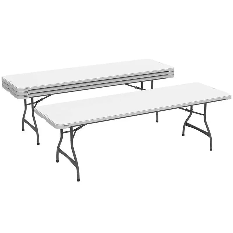 Lifetime Commercial-Grade 8-Foot Stacking Folding Table – Set of Four