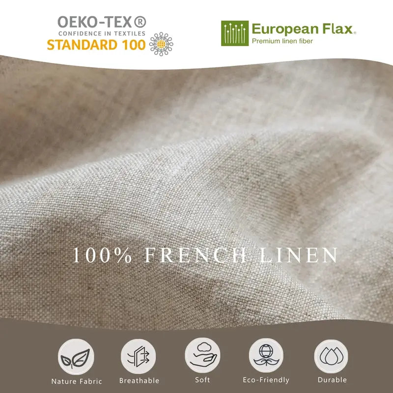Natural-Linen Duvet Cover – Button Closure, Corner Ties, Breathable Fabric (Full/Queen Size)