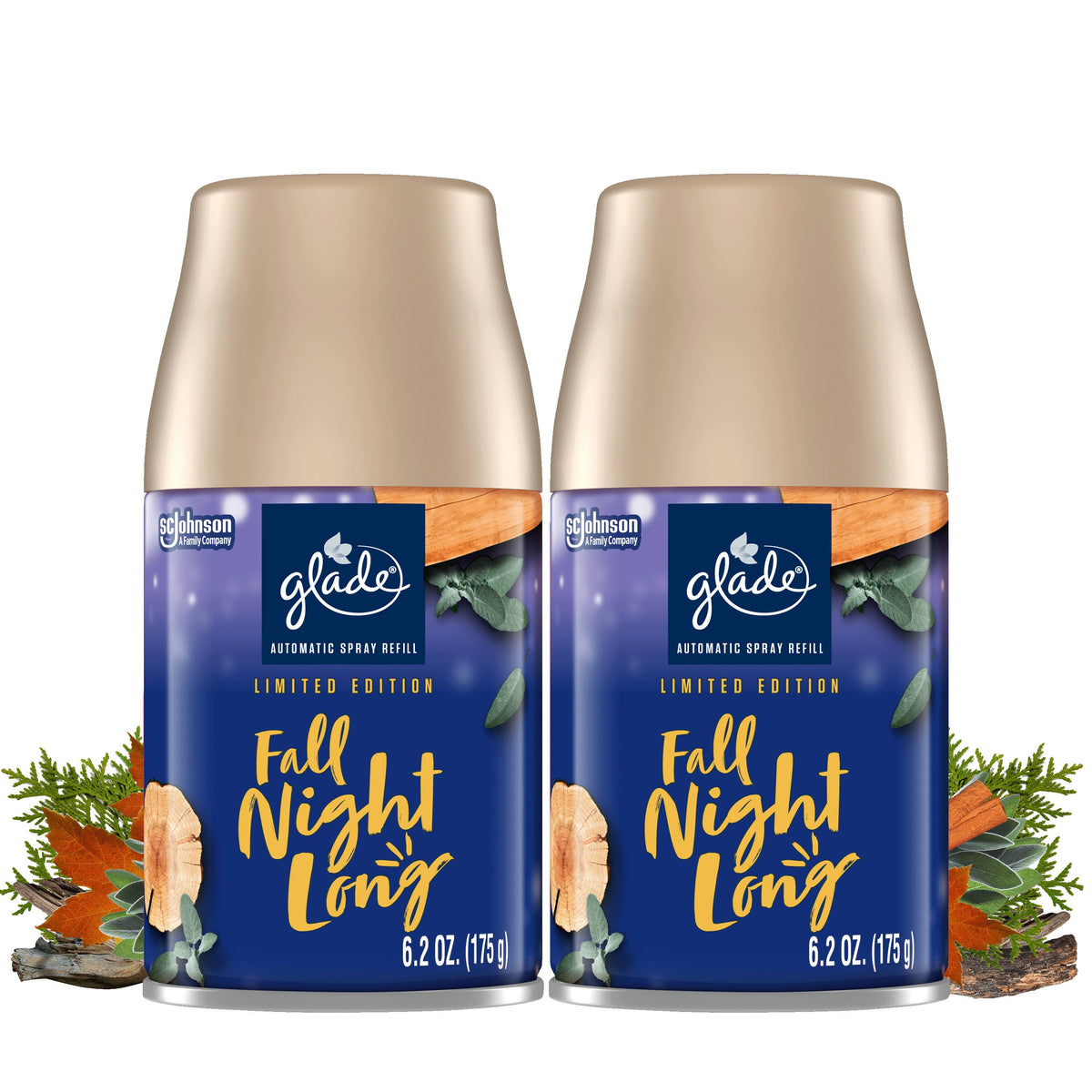 Glade Automatic Spray Refill, Air Freshener, Fall Night Long, 2 Refills, 6.2 oz Each