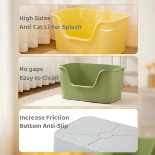 Extra Large 25.27″x17.83″x13.11″ Anti-Splashing Multi-Cat Litter Box – Grey, Tool-Free Assembly