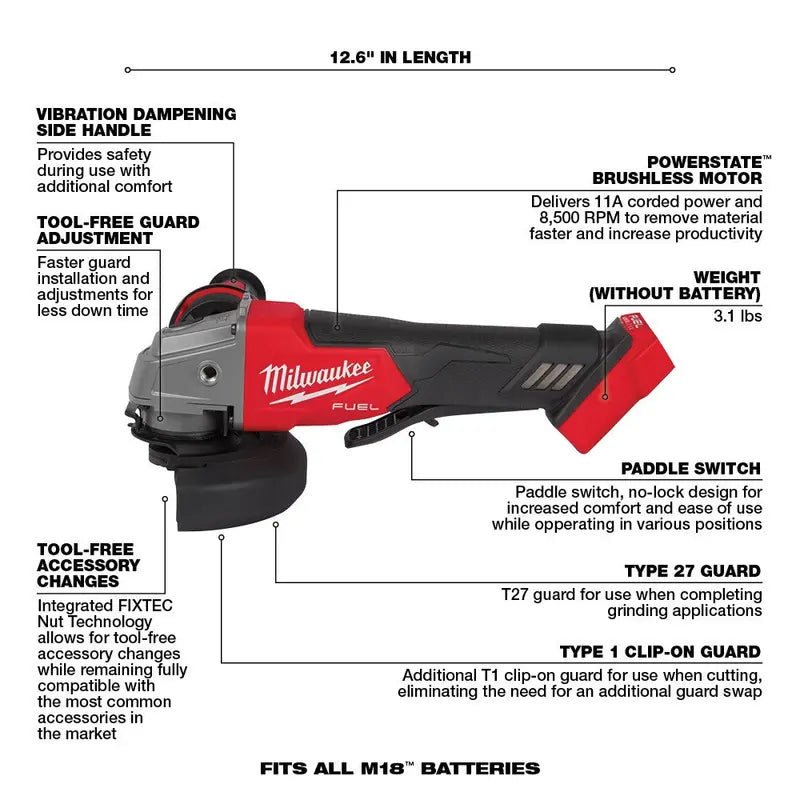 Milwaukee M18 FUEL 7-Piece Cordless Tool Combo Kit – 18V Brushless, Includes 5.0 Ah Batteries