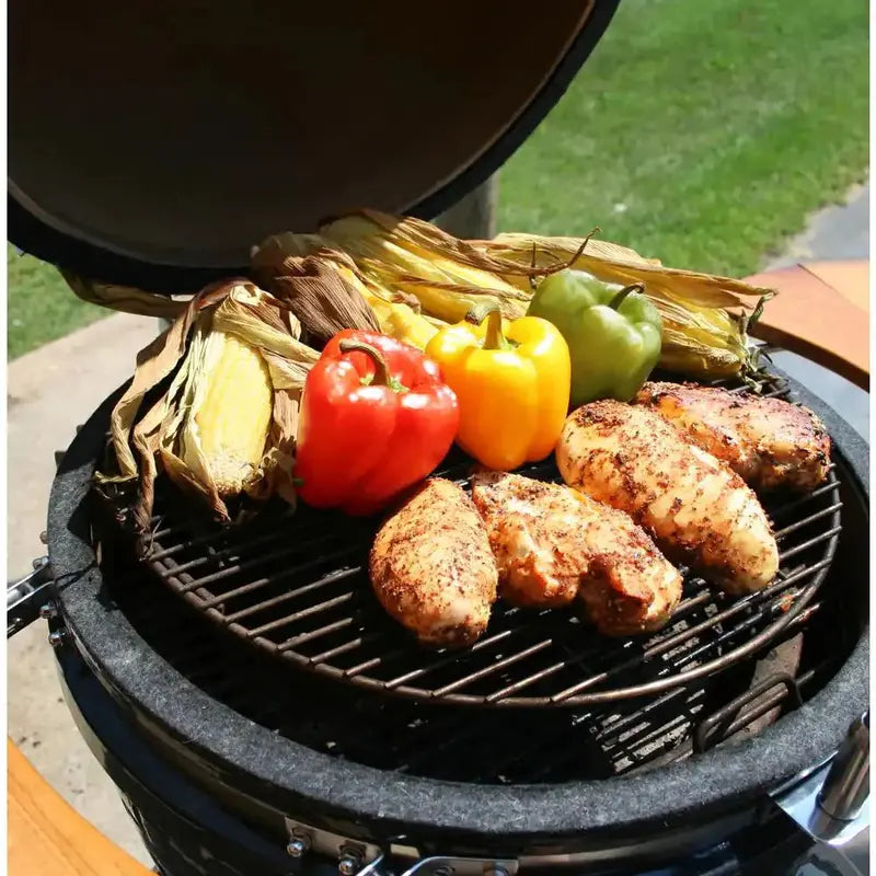 Kamado Pro 22-Inch Ceramic Charcoal Grill with Weather-Resistant Cover