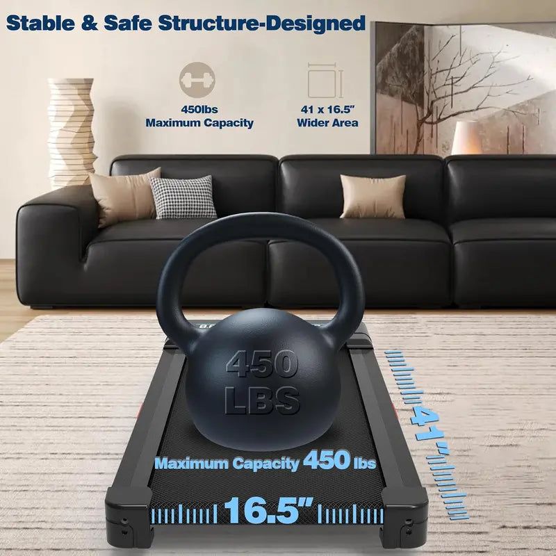 Walking Pad Treadmill – Under-Desk Compact Model with 12% Auto Incline, RGB Display & Bluetooth Speaker