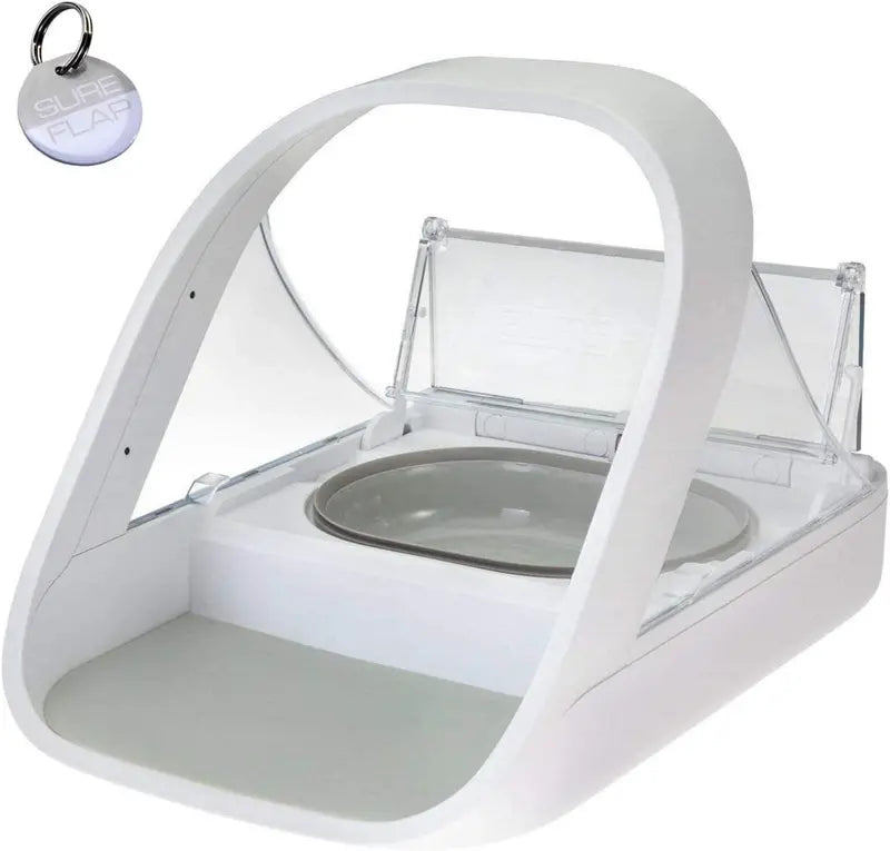 Microchip-Activated Automatic Pet Feeder — Dual-Compartment Design for Wet or Dry Food, Includes Bonus Towel