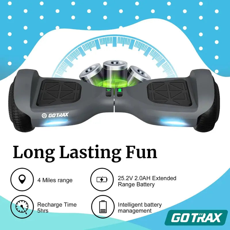 Gotrax EDGE Hoverboard, 6.5″ LED Wheels, Dual Motors, UL2272 Certified, 6.2mph, Self-Balancing, Black