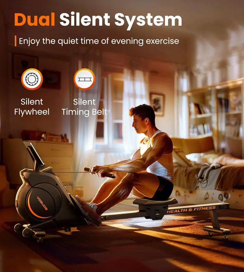 YOSUDA Magnetic Rowing Machine, 350 LB Capacity, Silent & Durable, LCD Monitor, Space-Saving Design
