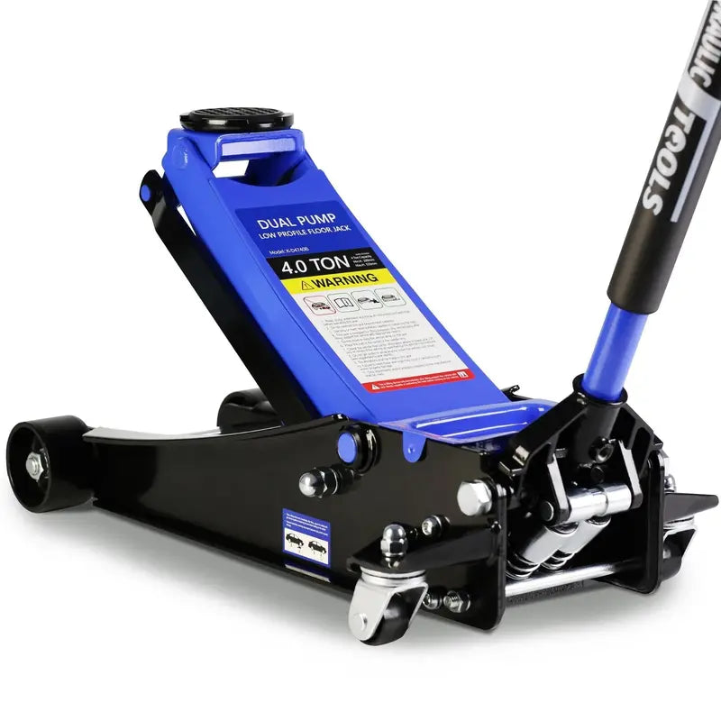 Low-Profile 4-Ton Floor Jack – Dual-Piston Trolley Lift, 4″–21″ Range, 8000 lb Capacity
