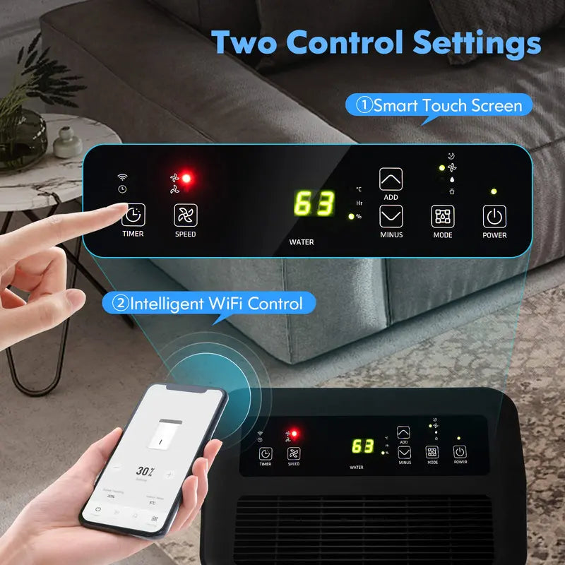 Smart 100-Pint Dehumidifier  Wi-Fi Enabled App Control, Alexa Compatibility & Coverage up to 5500 Sq. Ft.