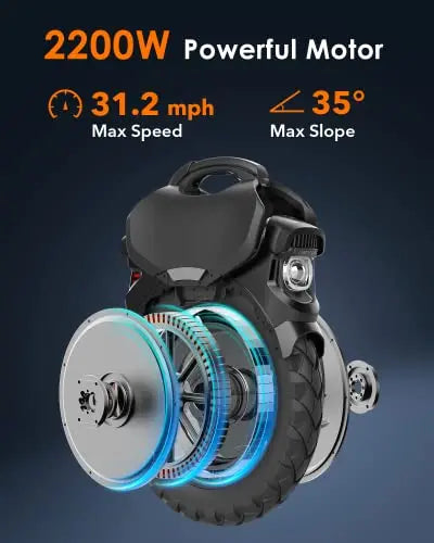 INMOTION V11 18-Inch Electric Unicycle – 75-Mile Range, 34 MPH, Air Suspension & Self-Balancing