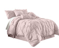 Chezmoi Collection Sydney 7-Piece Pintuck Bedding Comforter Set (California King, Soft Pink)